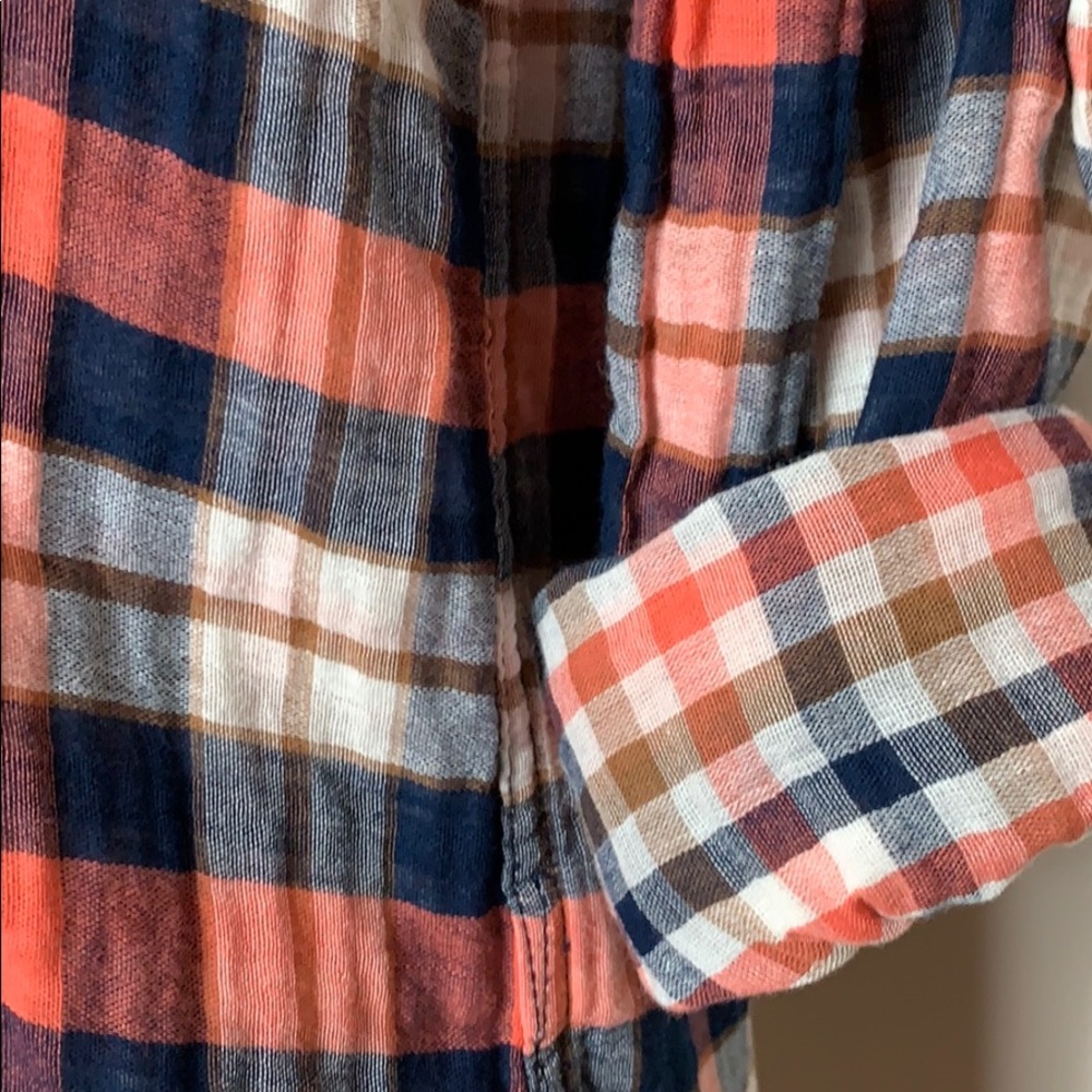 4/$20 Skies are Blue cotton gauze shirt Blue Red S - Picture 5 of 8